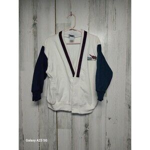 Vintage Oshkosh Racer Embroidered Airplane Cardigan Sweatshirt Size 4 Boys